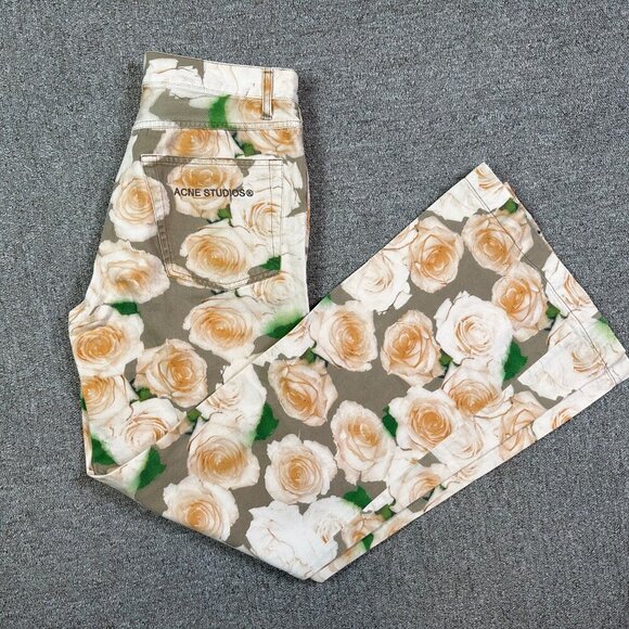Acne Studios Bootcut Floral-Print Rose Jeans Orange Men's Size EU 44 / US 30 - Picture 3 of 10